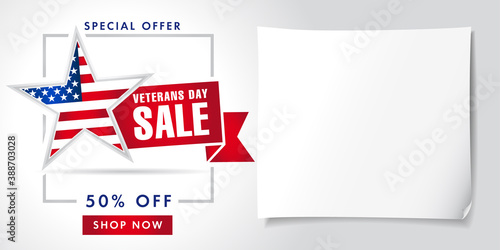 Happy Veterans Day USA creative banner. Isolated abstract graphic design template. Honoring all who served. Calligraphic lettering. Thank you veterans congrats concept. White background.