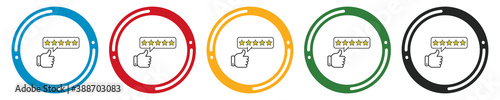 Hand star set. flat design vector illustration in 5 colors options for web design