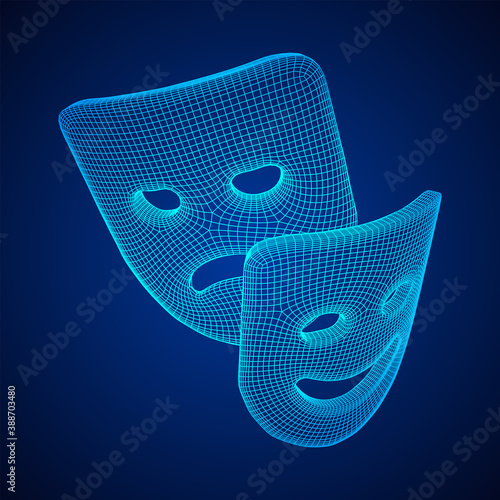 Theatrical masks tragedy and comedy character