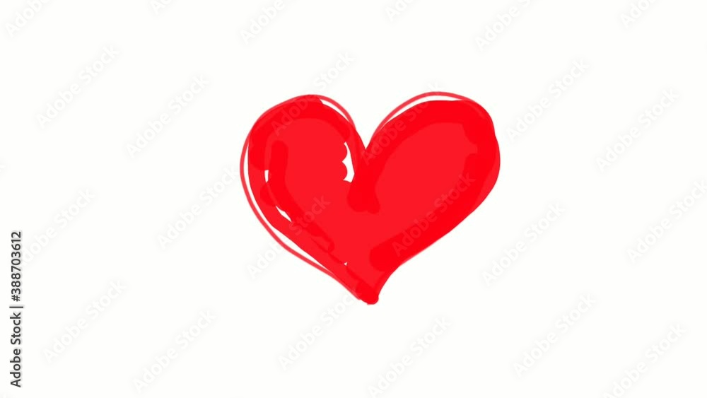 red heart drawing isolated on white background red heart drawing isolated on white background