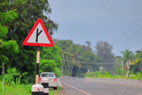 Arrows Right Turn & Straight driving of traffic signs on highway road