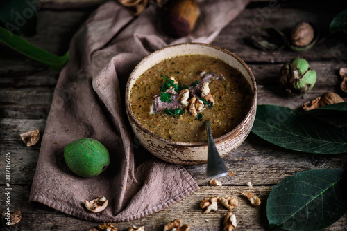 Georgian traditional soup kharcho.style rustic photo