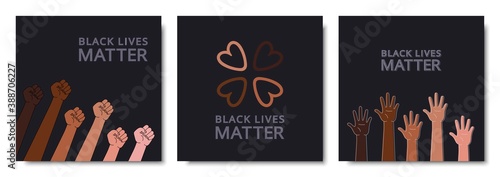 set black lives matter posters for bloggers.collection banners black lives matter for network and social media.blm illustration for print on t-shirt,background bloggs, web pages, internet post