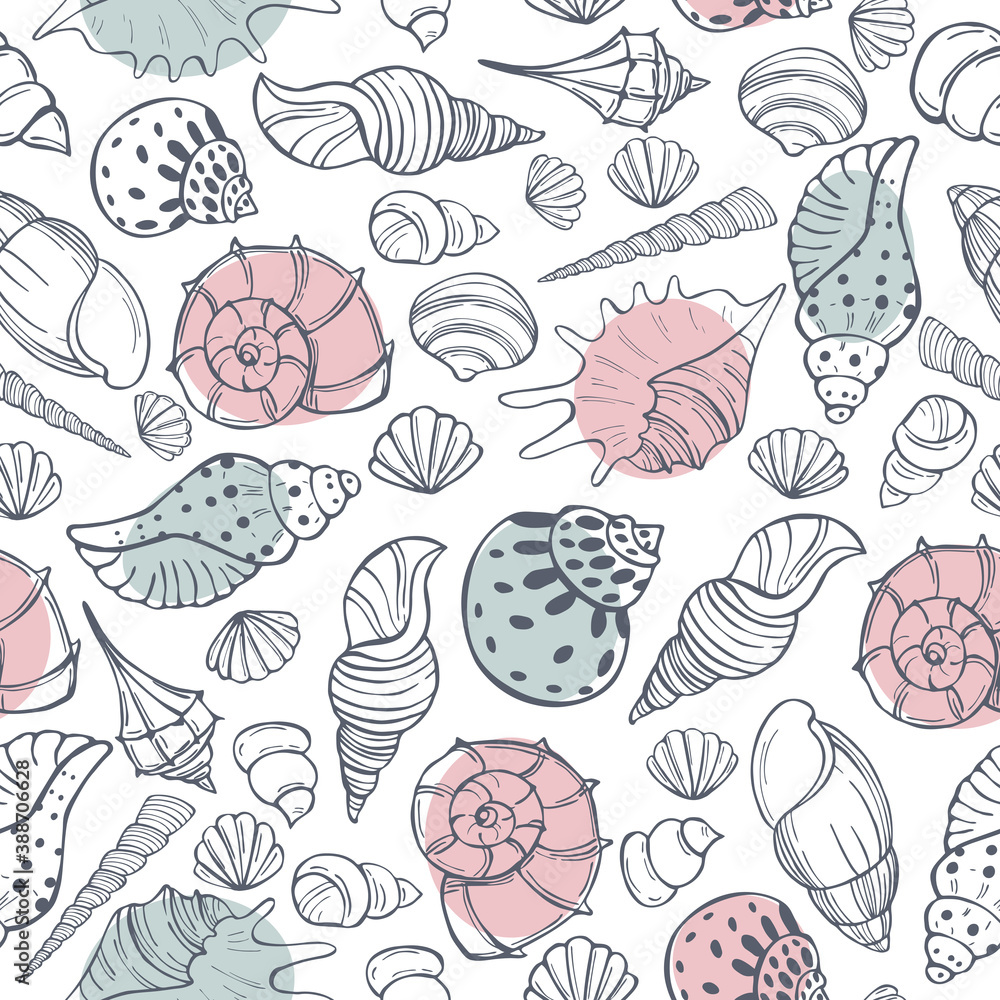 Vector pattern with seashells. Vector pattern with seashells.