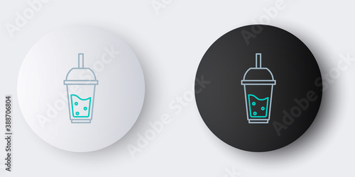 Line Glass of lemonade with drinking straw icon isolated on grey background. Colorful outline concept. Vector.