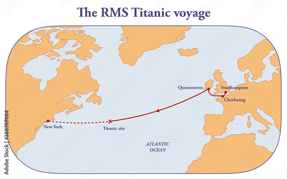 route of titanic's maiden voyage map