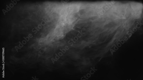 gray abstract fog realistic smoke overlay black sky textured on black.