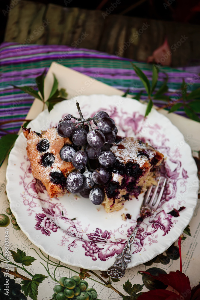 Grape autumn cake with autumn decor..style rustic Grape autumn cake with autumn decor..style rustic
