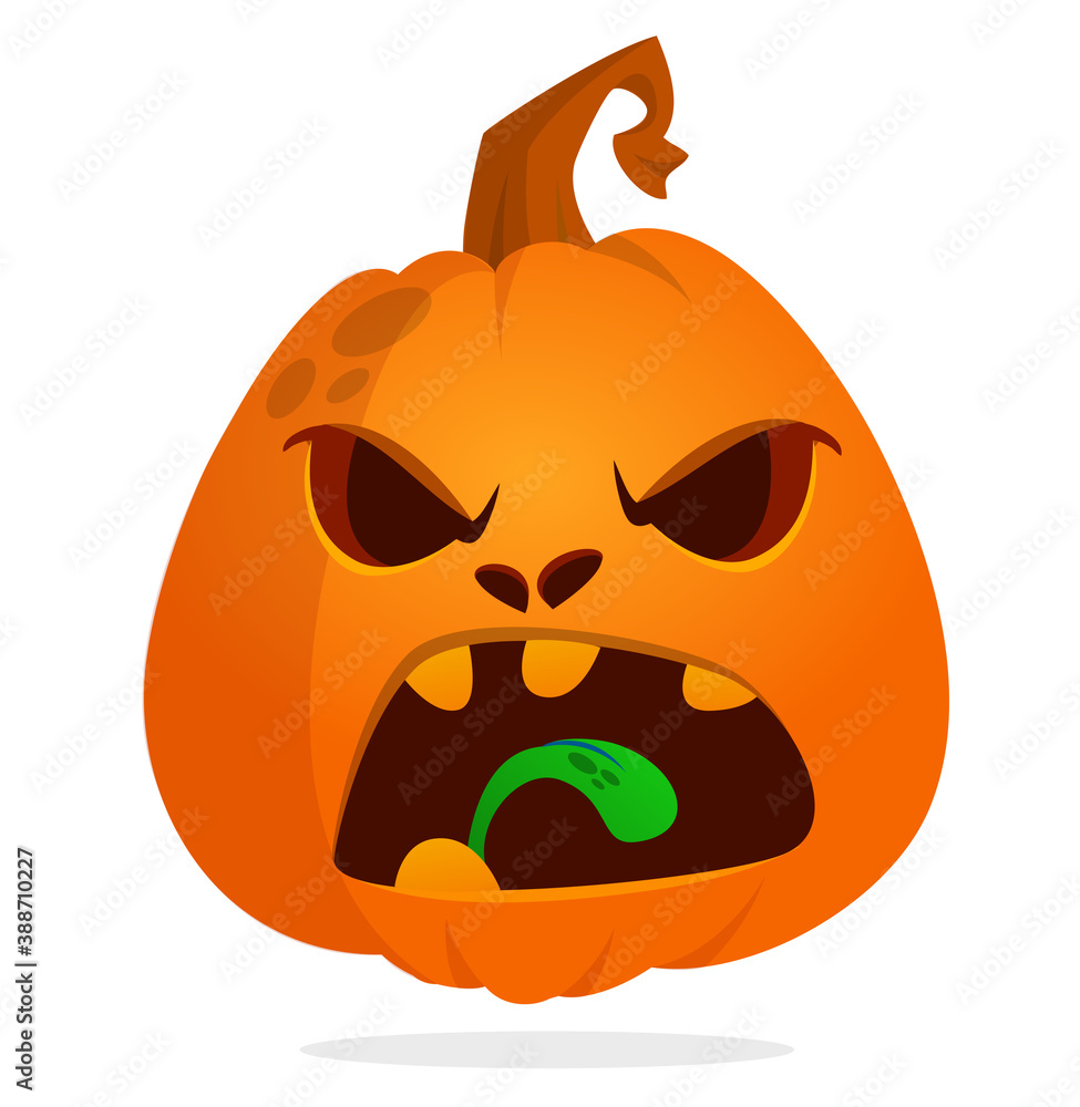 Fototapeta premium Cartoon funny halloween pumpkin head isolated on white background. Vector illustration