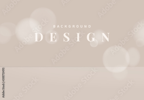 Minimalist product display mockup design, circle bokeh on bright nude brown background
