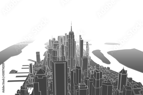 Photography modern city panorama 3d illustration