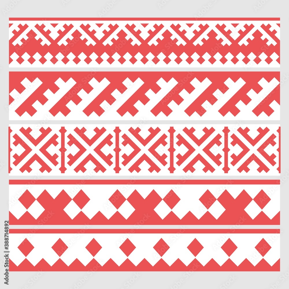 Patterns based on Khanty-Mansi Siberian folk ornaments set Patterns based on Khanty-Mansi Siberian folk ornaments set