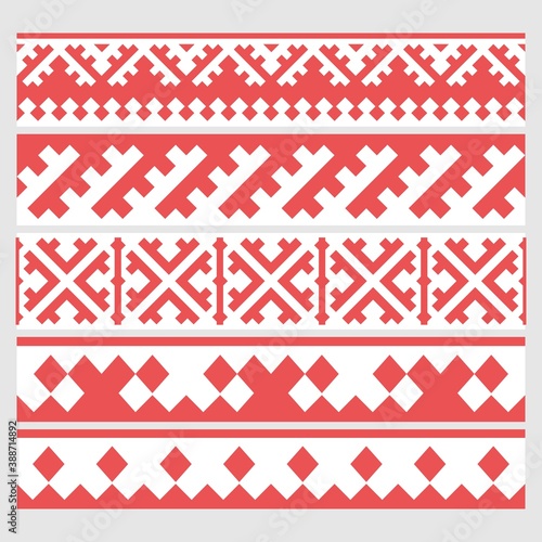 Patterns based on Khanty-Mansi Siberian folk ornaments set