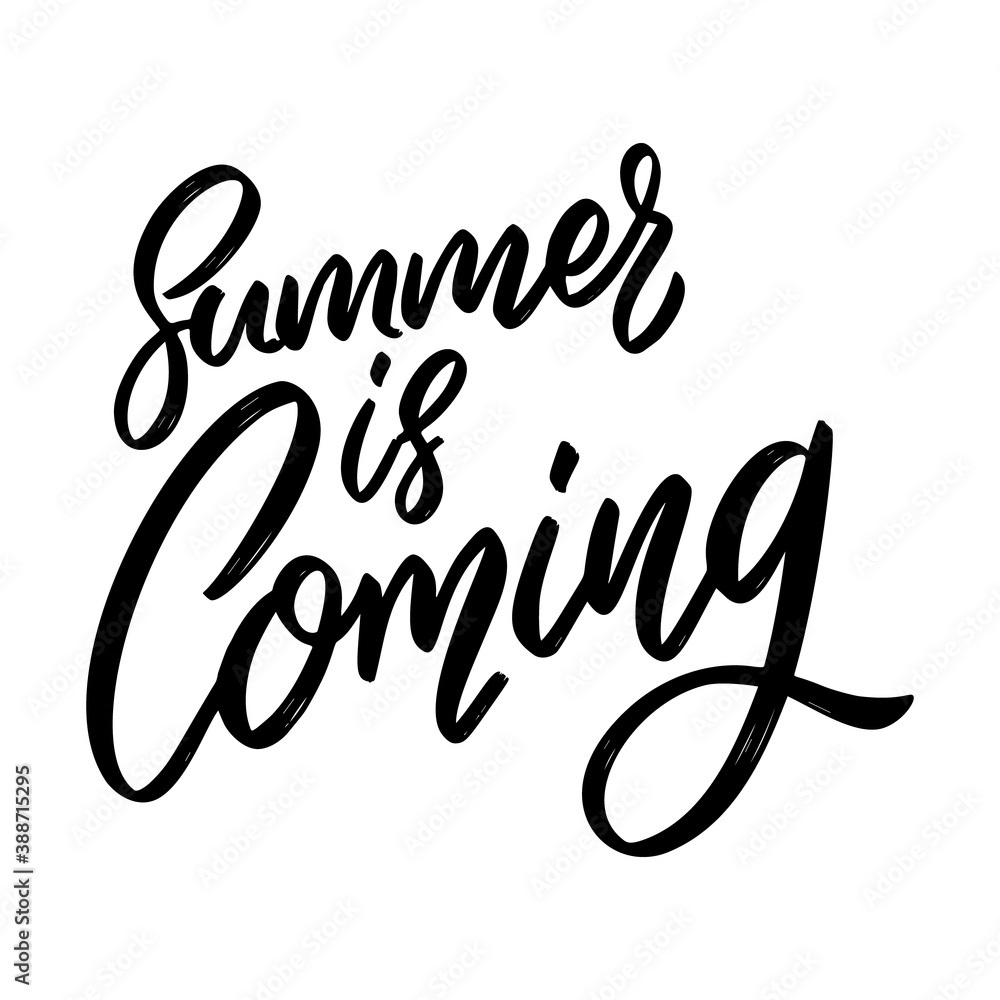 Summer is coming. Lettering phrase on white background. Design element for poster, card, banner, sign. Vector illustration