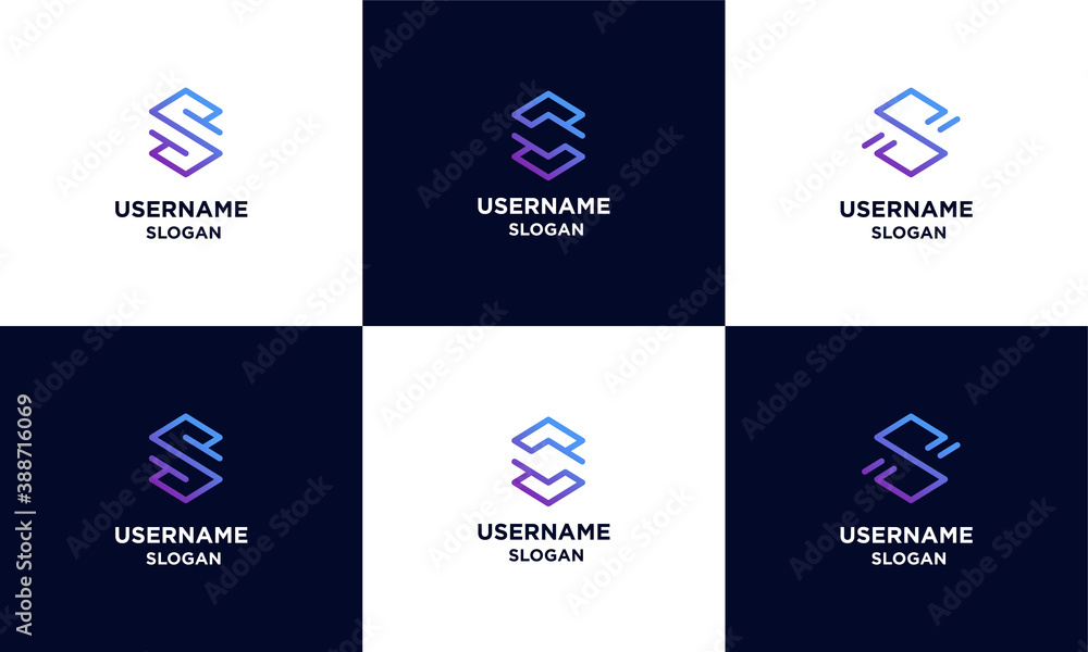 set of initial letter S logo design template with line art style Stock ...