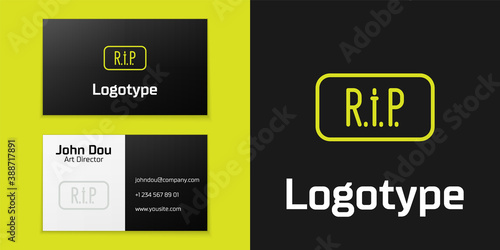 Logotype line Speech bubble rip death icon isolated on black background. Logo design template element. Vector.