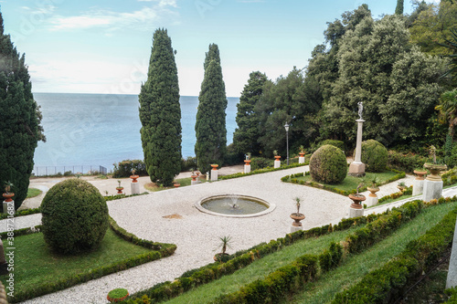 Garden in Maramare castle in Trieste, Italy, October 2016