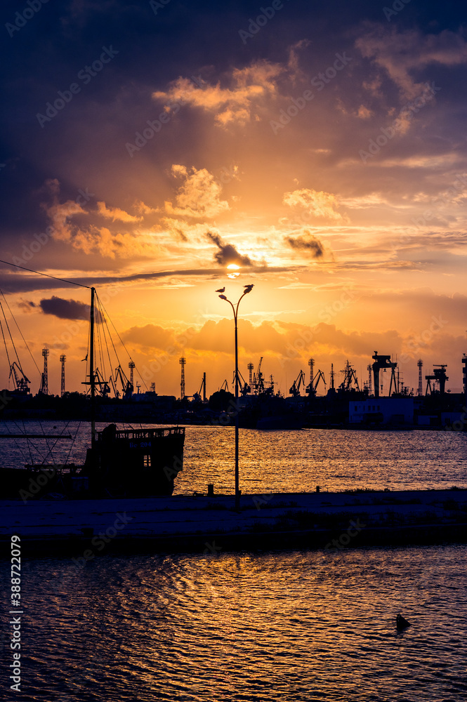 Port Varna at sunset