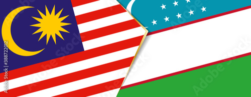 Malaysia and Uzbekistan flags, two vector flags.