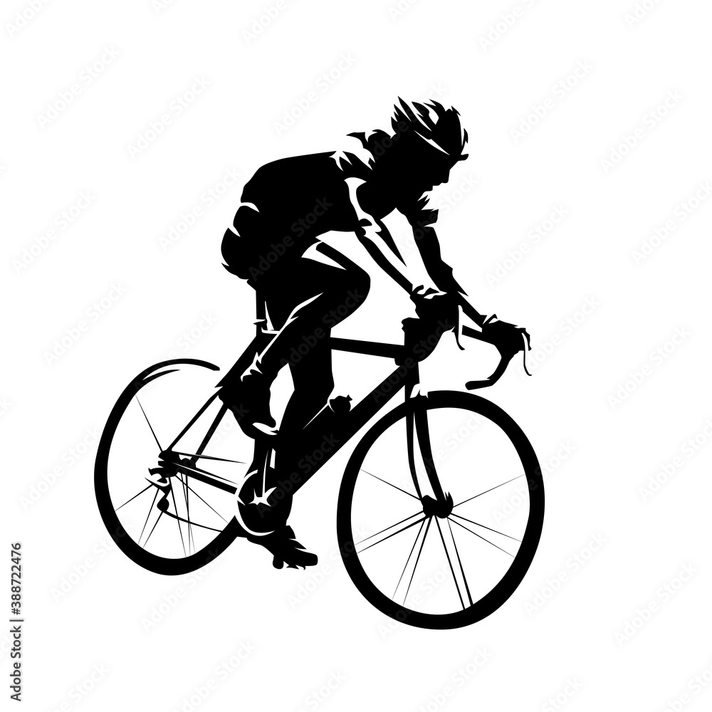 Fototapeta premium Cycling. Road cyclist side view. Abstract isolated vector silhouette