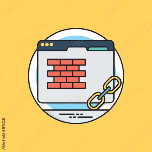 
Building blocks with chain symbol in an icon depicting link building concept  
