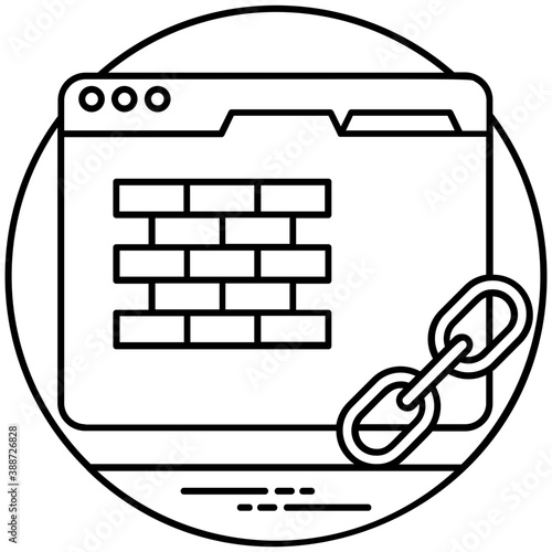 
Building blocks with chain symbol in an icon depicting link building concept  
