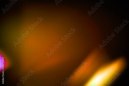 colorful orange abstract retro blur light color overlay texture natural holographic on black.