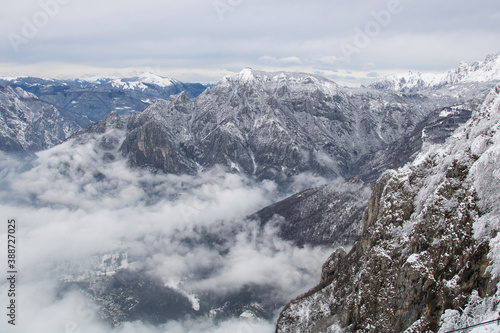 Winter. Panoramic view of mountain landscape with snow in Italy  Lombardia
