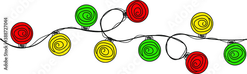 Christmas light bulb. Colorful holiday lights illustration