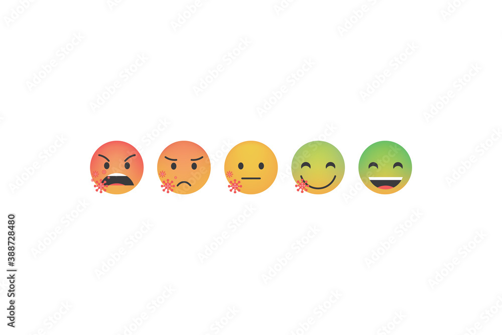 Set of emoticon with coronavirus Set of emoticon with coronavirus