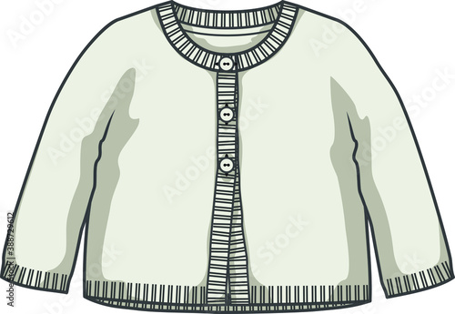 baby girl cardigan flat sketch template