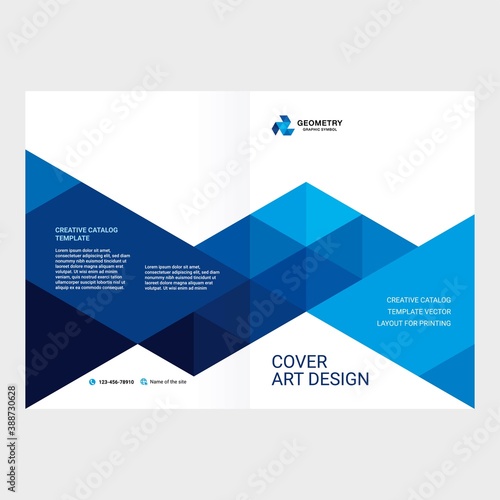 Design of catalog cover, booklet, flyer, creative composition of triangles, red background vector