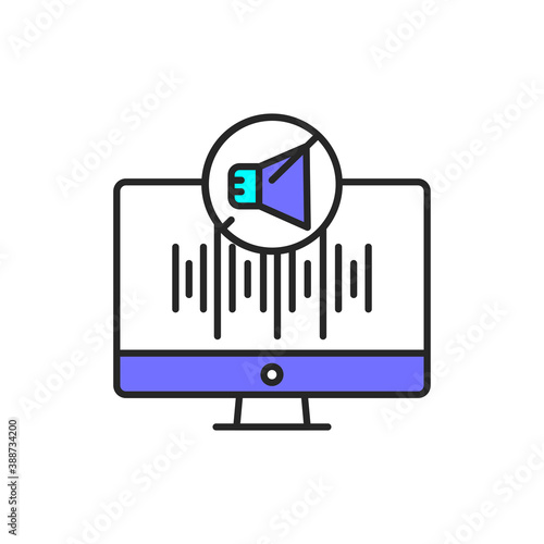 Noise reduction program color line icon. Pictogram for web page, mobile app, promo.