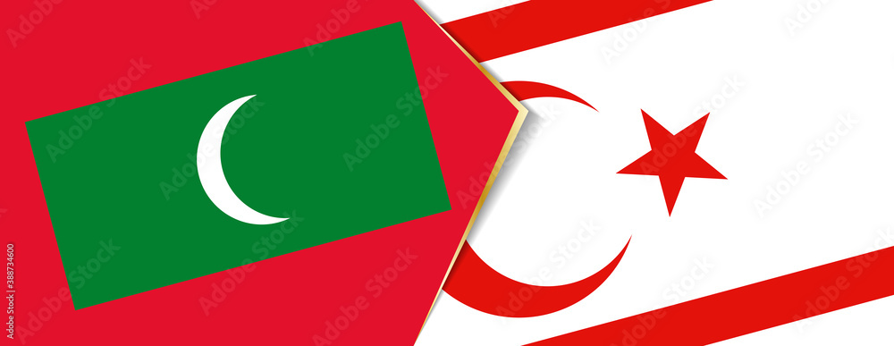 Maldives and Northern Cyprus flags, two vector flags. Maldives and Northern Cyprus flags, two vector flags.
