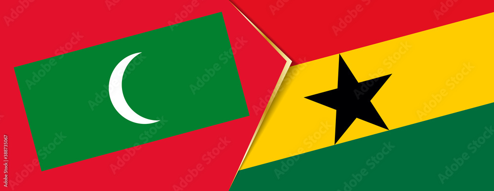Maldives and Ghana flags, two vector flags. Maldives and Ghana flags, two vector flags.