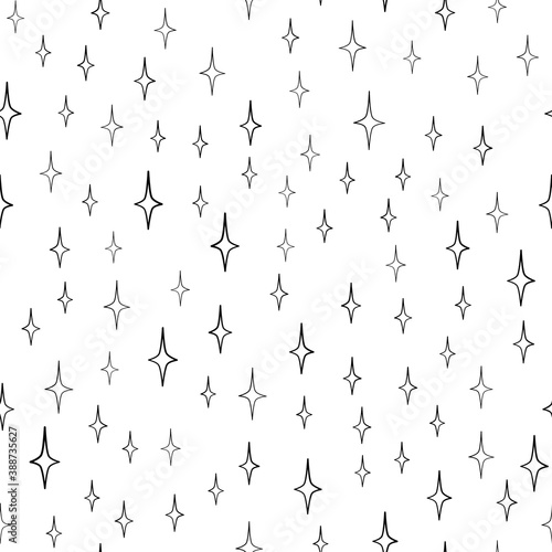 Seamless pattern with black stars on a white background. Vector illustration. © Vladimir