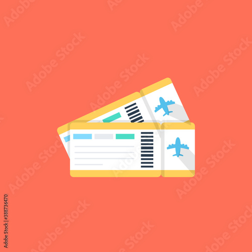Airplane flight ticket with the aircraft graphic on coupons 