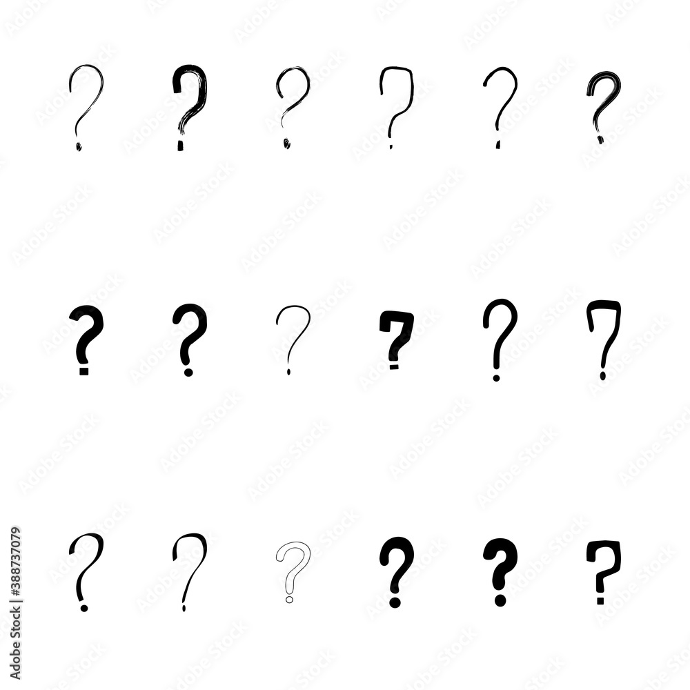 Fototapeta premium Set of hand drawn question marks. Vector illustration.
