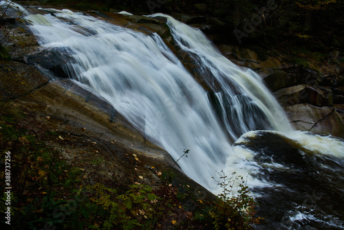 Fototapeta Naklejka Na Ścianę i Meble -  Mumlava river and waterfalls near Harrachov