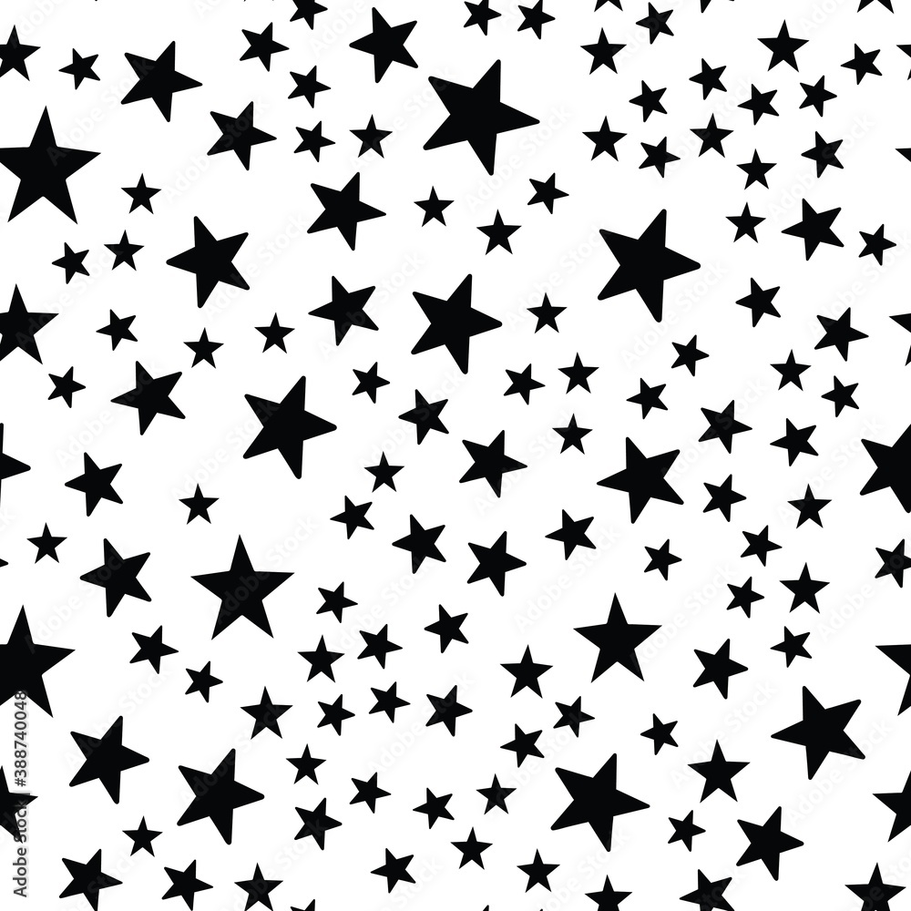 Seamless pattern with black stars on a white background. Vector illustration. Seamless pattern with black stars on a white background. Vector illustration.
