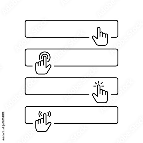 Click submit blank button in line style design with various hand finger cursor