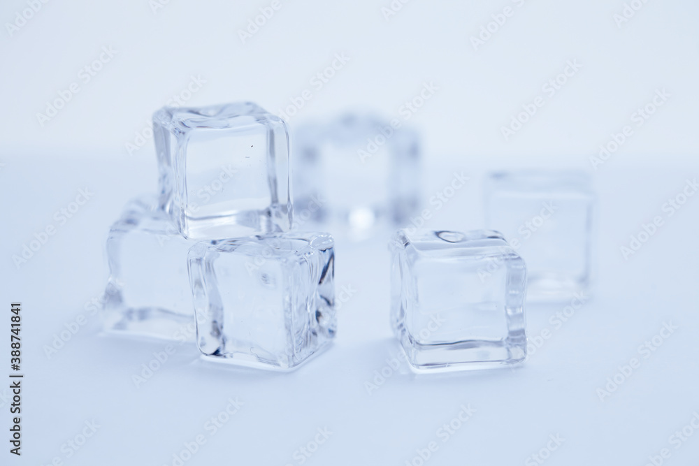 ice cubes on the white ice cubes on the white
