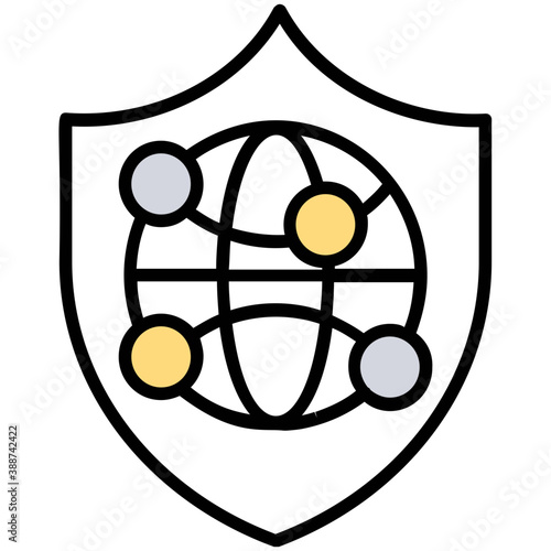 
Webpage shielding by a protected shield, icon for protection 
