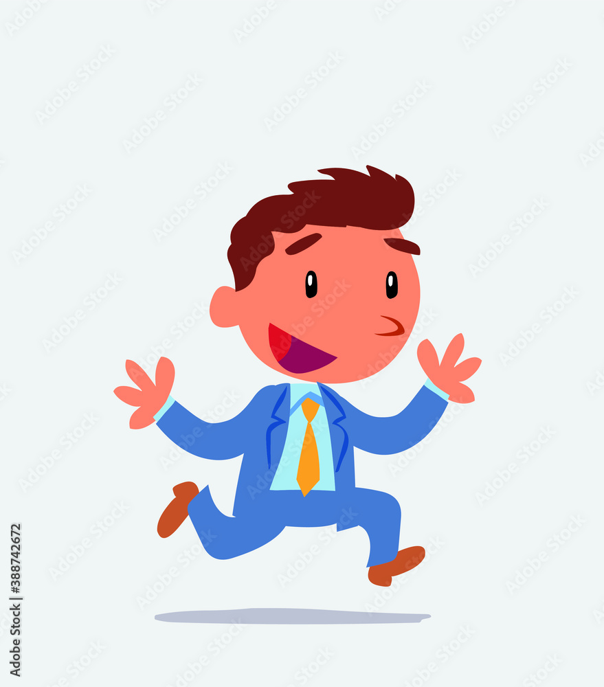 cartoon character of businessman running happily. cartoon character of businessman running happily.