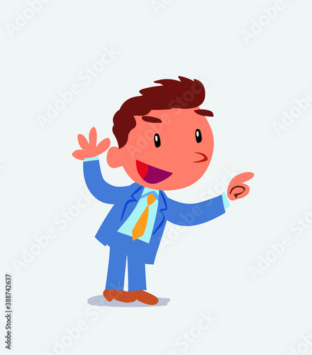 cartoon character of businessman pointing while arguing
