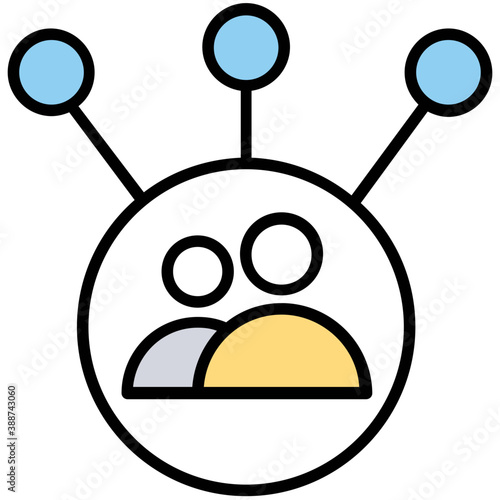 
Human avatar surrounded by a network of entities, this icon is for affiliate marketing 
