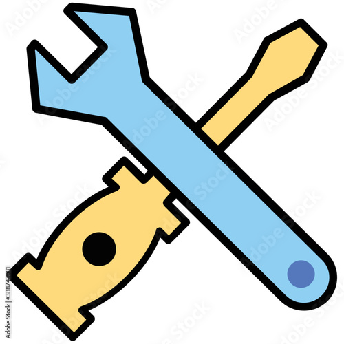
Spanner and screwdriver making a cross showing technical support icon
