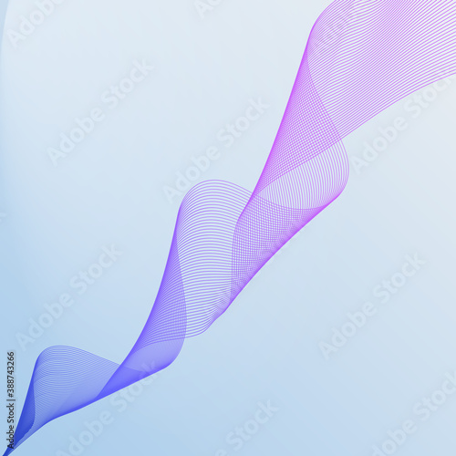 Abstract waves of the many colored lines. Wavy stripes on light blue background. Vector illustration EPS10. Creative line art. Design elements created using the Blend Tool. Concept of pen, feather.
