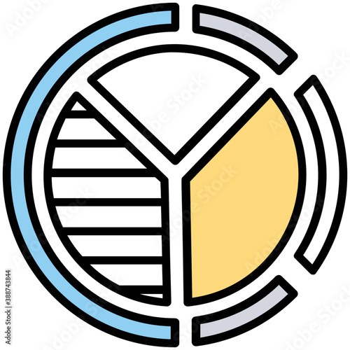 
Pie chart having a bar graph inside to offer market analysis icon
