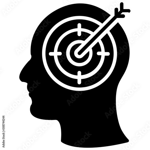 
Human avatar whose brain getting targeted, an icon for targeting 
